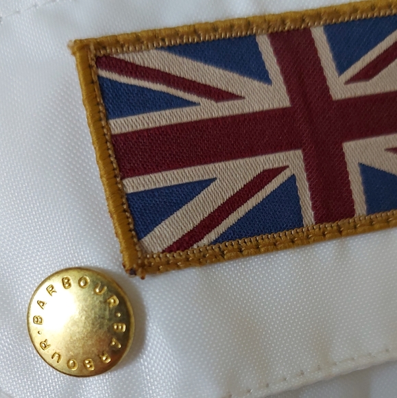 BNWT Barbour Womens White Rain Jacket UK Size 12 Lightweight Union Jack Lining. - Picture 12 of 16